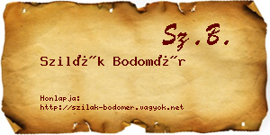 Szilák Bodomér névjegykártya